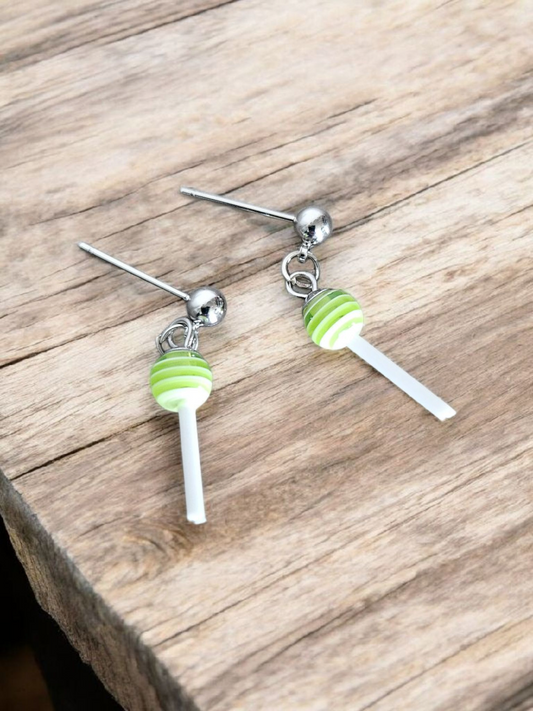 Green Lollipop Stud Earrings