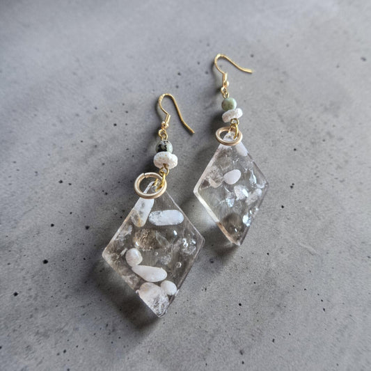 Geometric Quartz Pebbles Dangle Earrings
