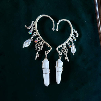 Magical Selenite Crystals and Charms Silvery Ear Cuff (1)