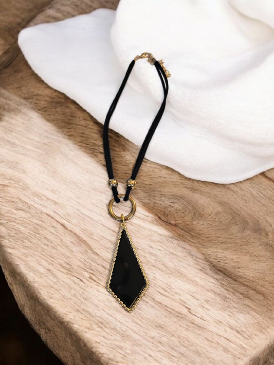 Black and Gold Geometric Choker