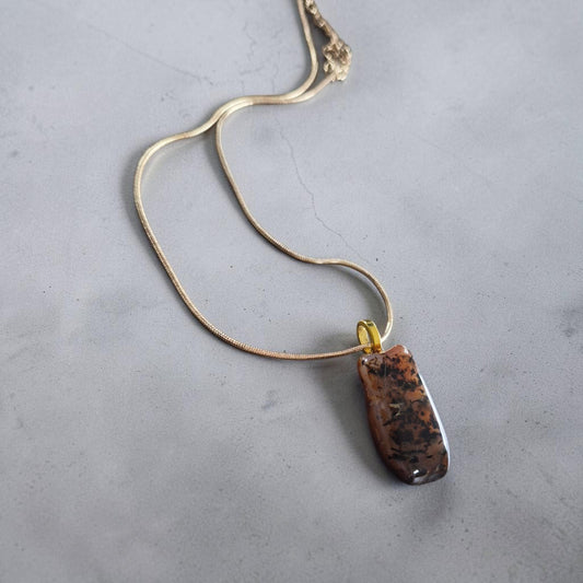Montana Moss Agate on Golden Necklace
