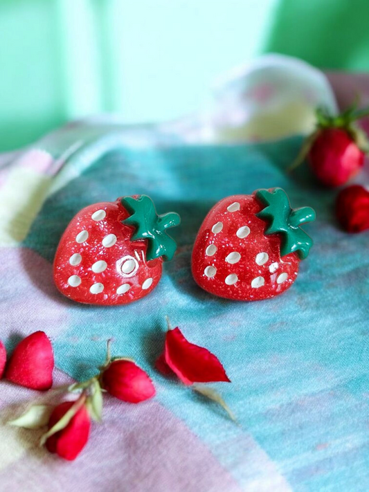 Shimmering Strawberries Stud Earrings