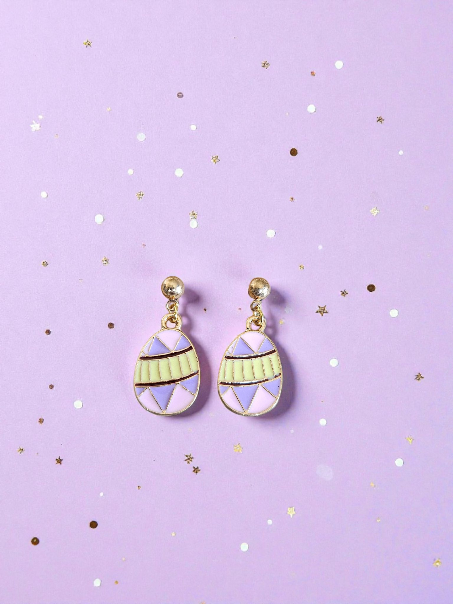 Pink and Purple Easter Egg Stud Earrings for Spring Fashion Fun Cute Jewelry Gift