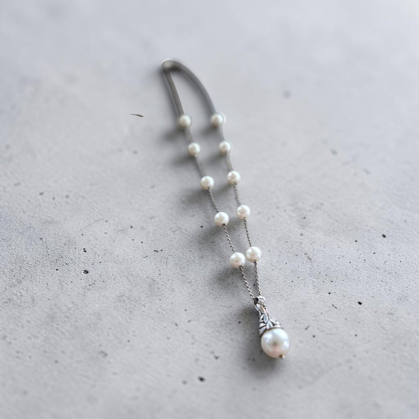Upcycled Vintage Pearl Pendant on Silvery Pearl Necklace