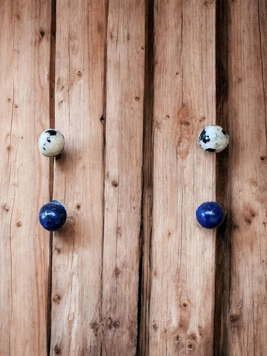 Genuine gemstones Stud Titanium Earrings