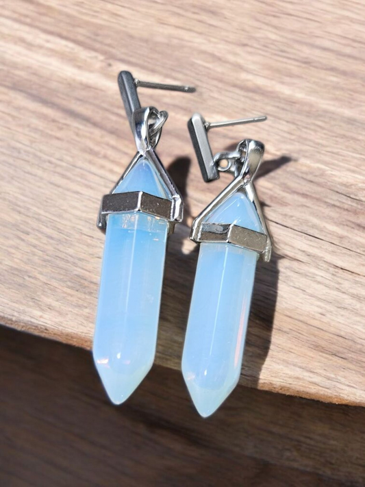 Opalescent Crystal Points Stud Earrings