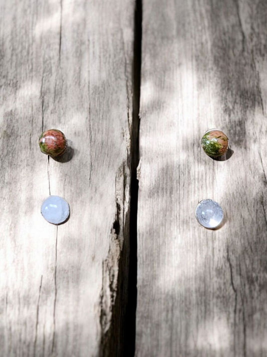 Genuine gemstones Stud Titanium Earrings