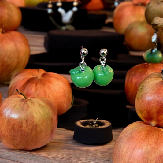 Granny Smith Apple Dangle Stud Earrings