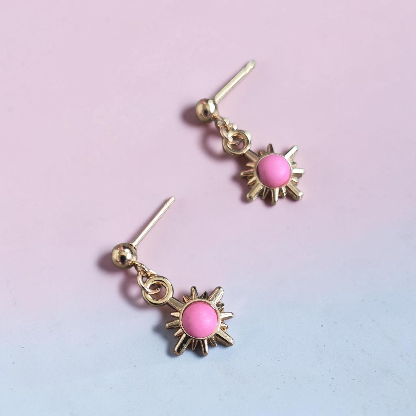 Colorful Golden Sun Stud Earrings