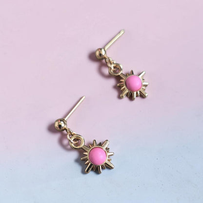 Colorful Golden Sun Stud Earrings