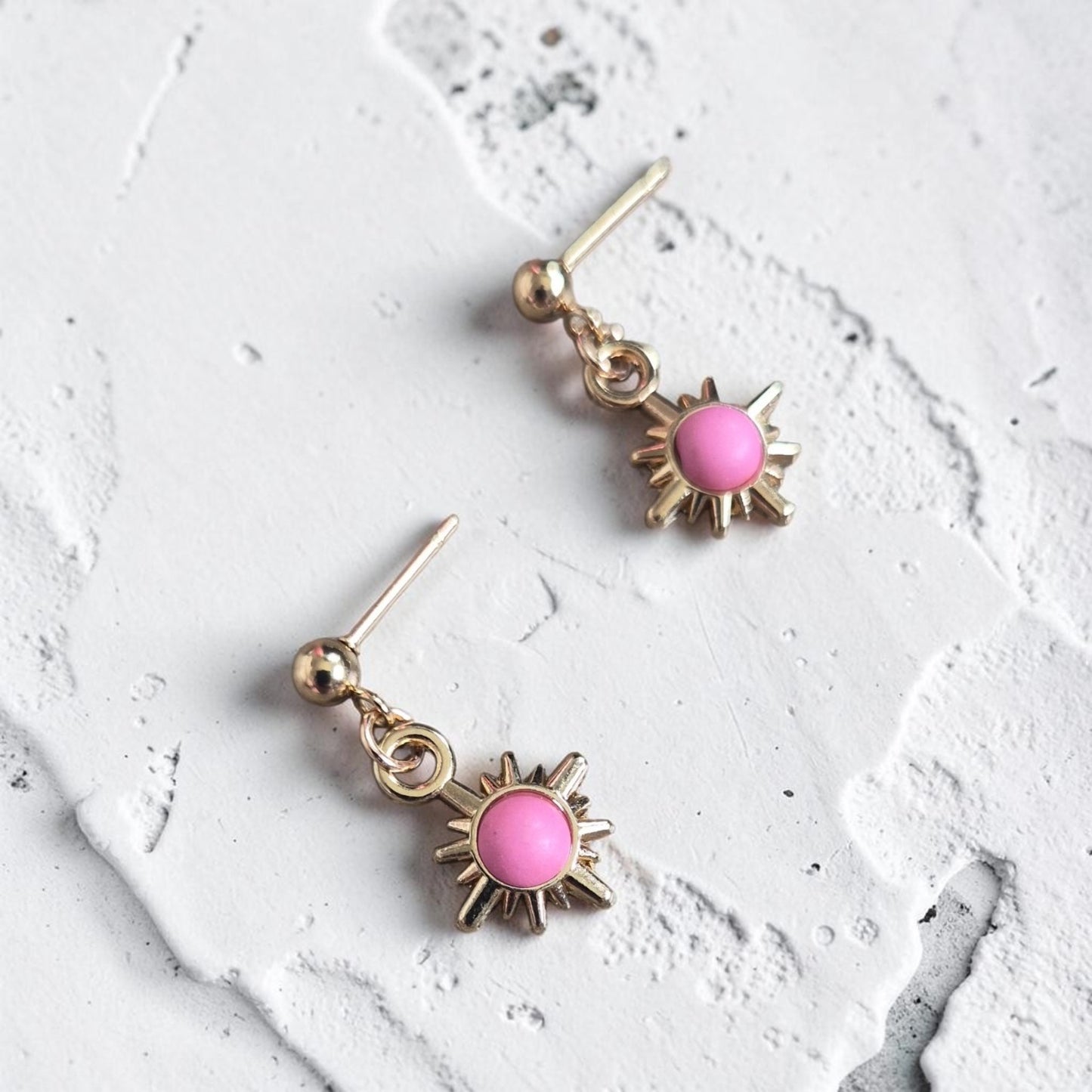 Colorful Golden Sun Stud Earrings