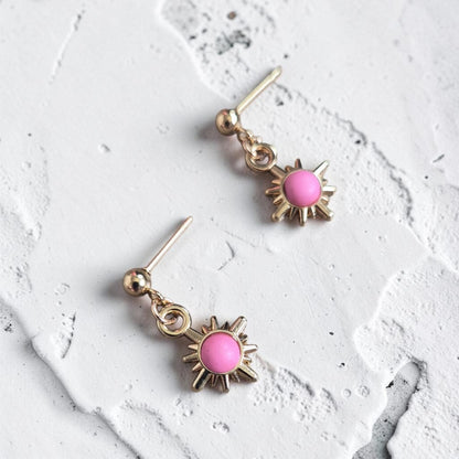 Colorful Golden Sun Stud Earrings