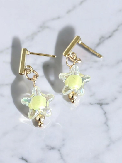 Iridescent Stars Stud Earrings On Gold Bar Jewelry For Women Teens Dainty Sparkle Gift Idea Everyday