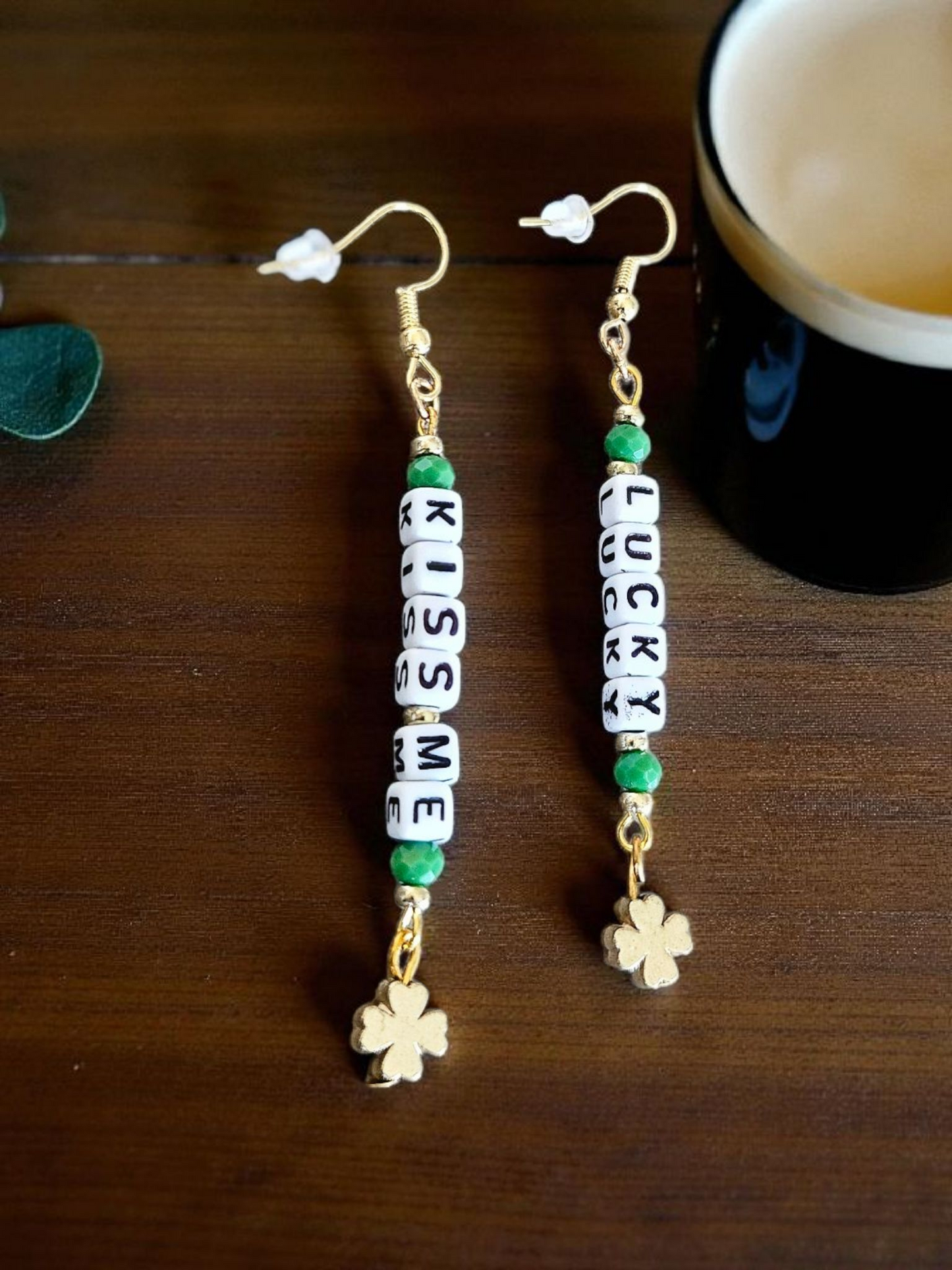 Kiss Me Lucky St Patrick's Day Earrings Festive Quirky Jewelry Gift For Women And Party Outfit