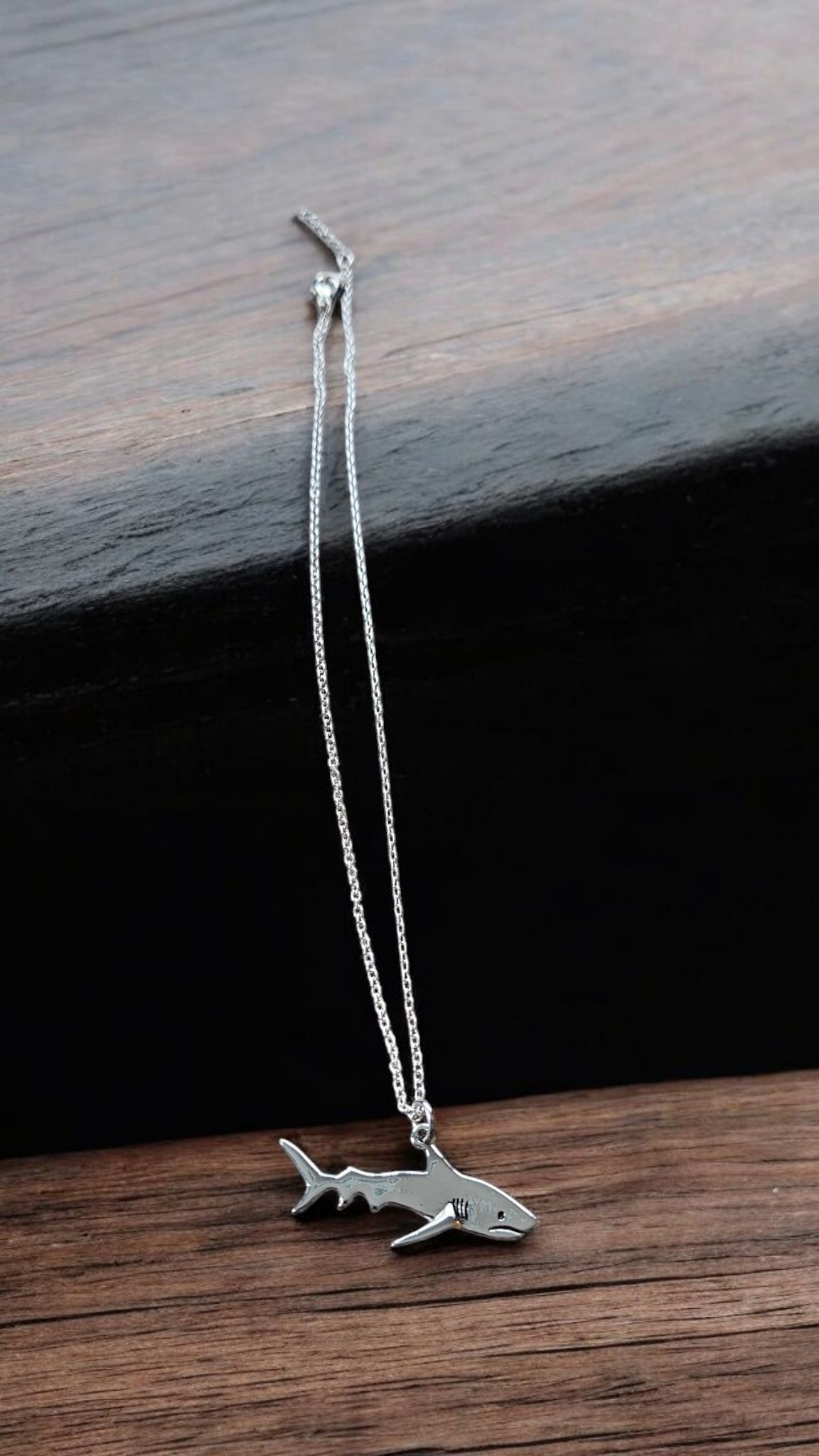 Shark Attack Silver 16" Necklace