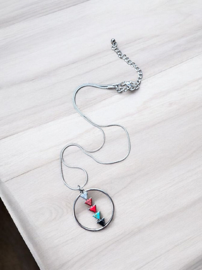 Teal Multicolor Triangles Necklace and Earrings Set