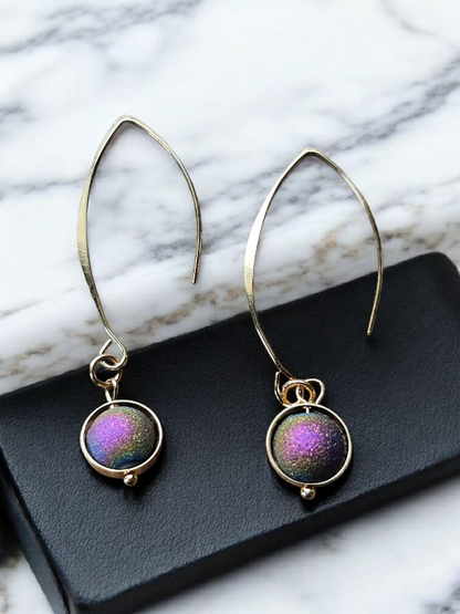 Iridescent Shimmer Space Age Dangle Earrings