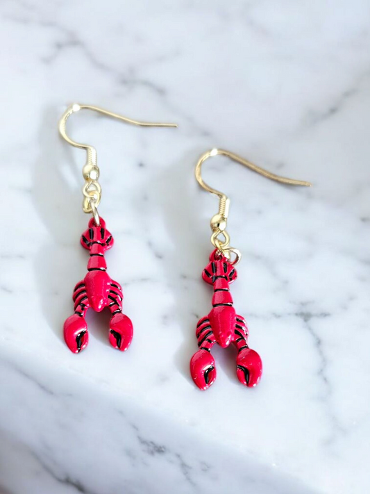 Porcelain Lobster Dangle Earrings