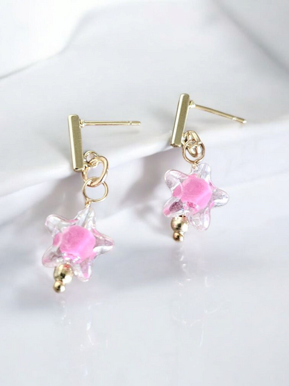 Iridescent Stars Stud Earrings On Gold Bar Jewelry For Women Teens Dainty Sparkle Gift Idea Everyday