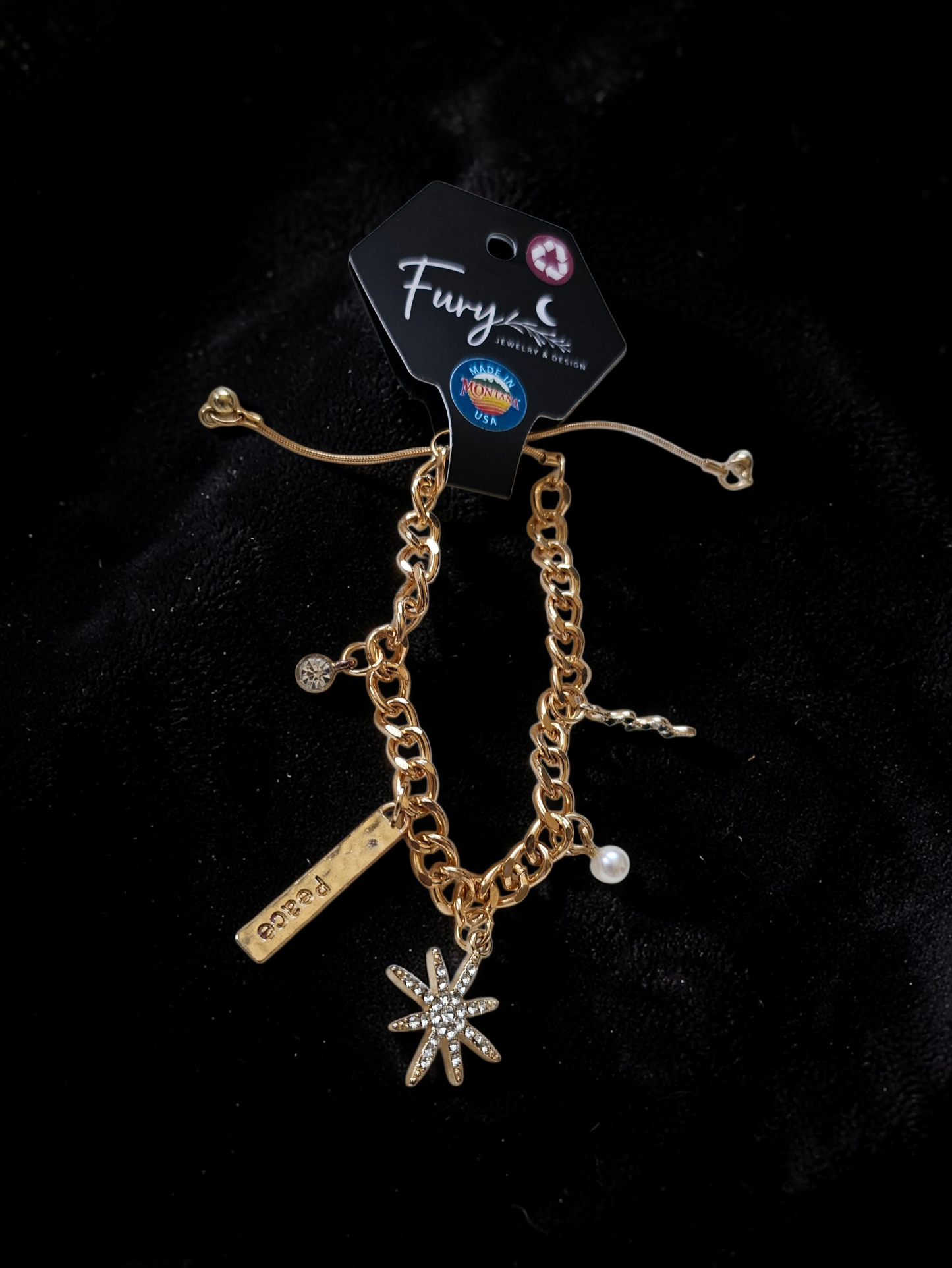 Upcycled Golden Charm Bracelet with Unique Charms