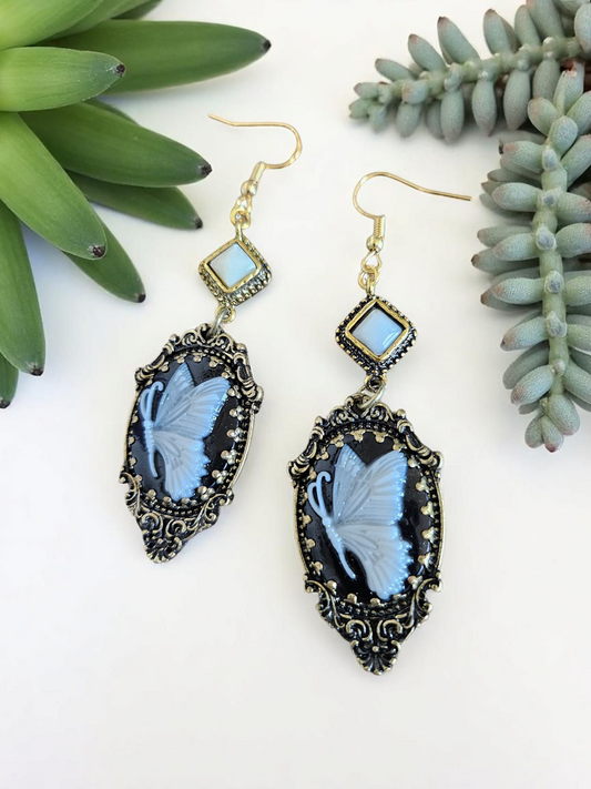 Black Moth Gothic Dangle Earrings