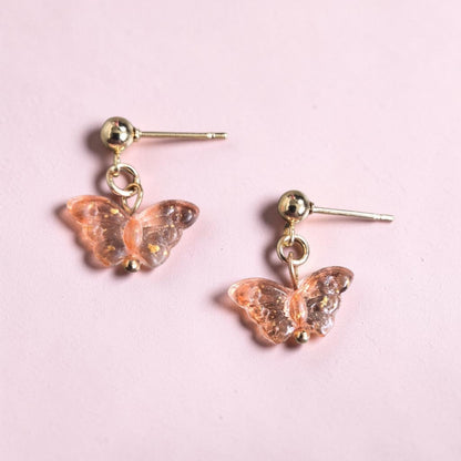 Sparkling Resin Butterfly Stud Earrings