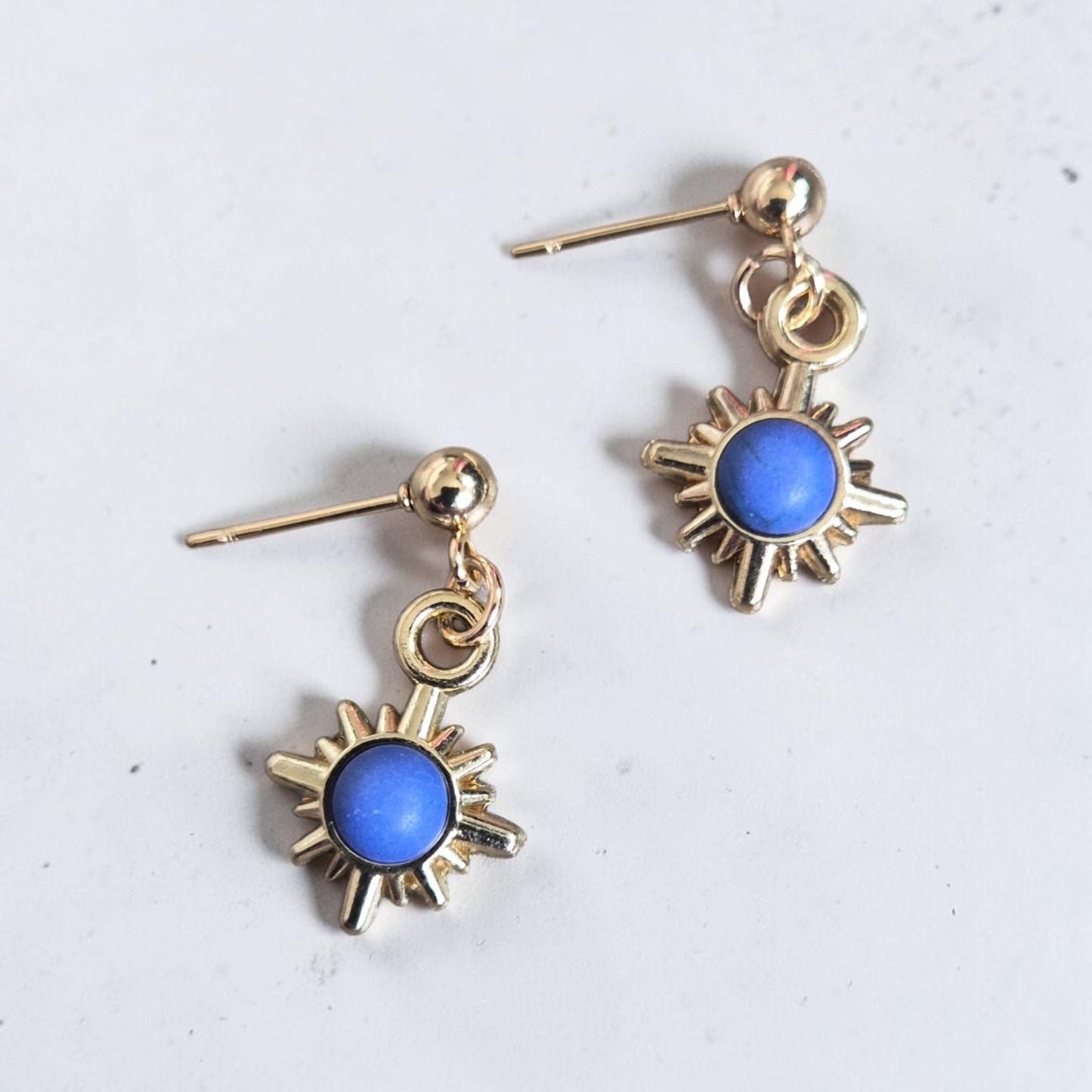 Colorful Golden Sun Stud Earrings