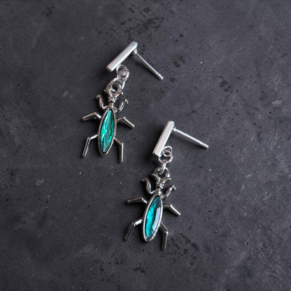 Mysterious Gemstone Bug Stud Earrings