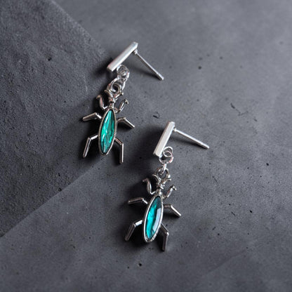 Mysterious Gemstone Bug Stud Earrings