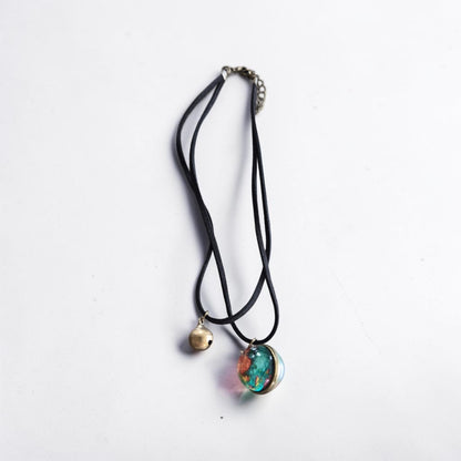 World Traveler Globe and Bell Double Choker Necklace