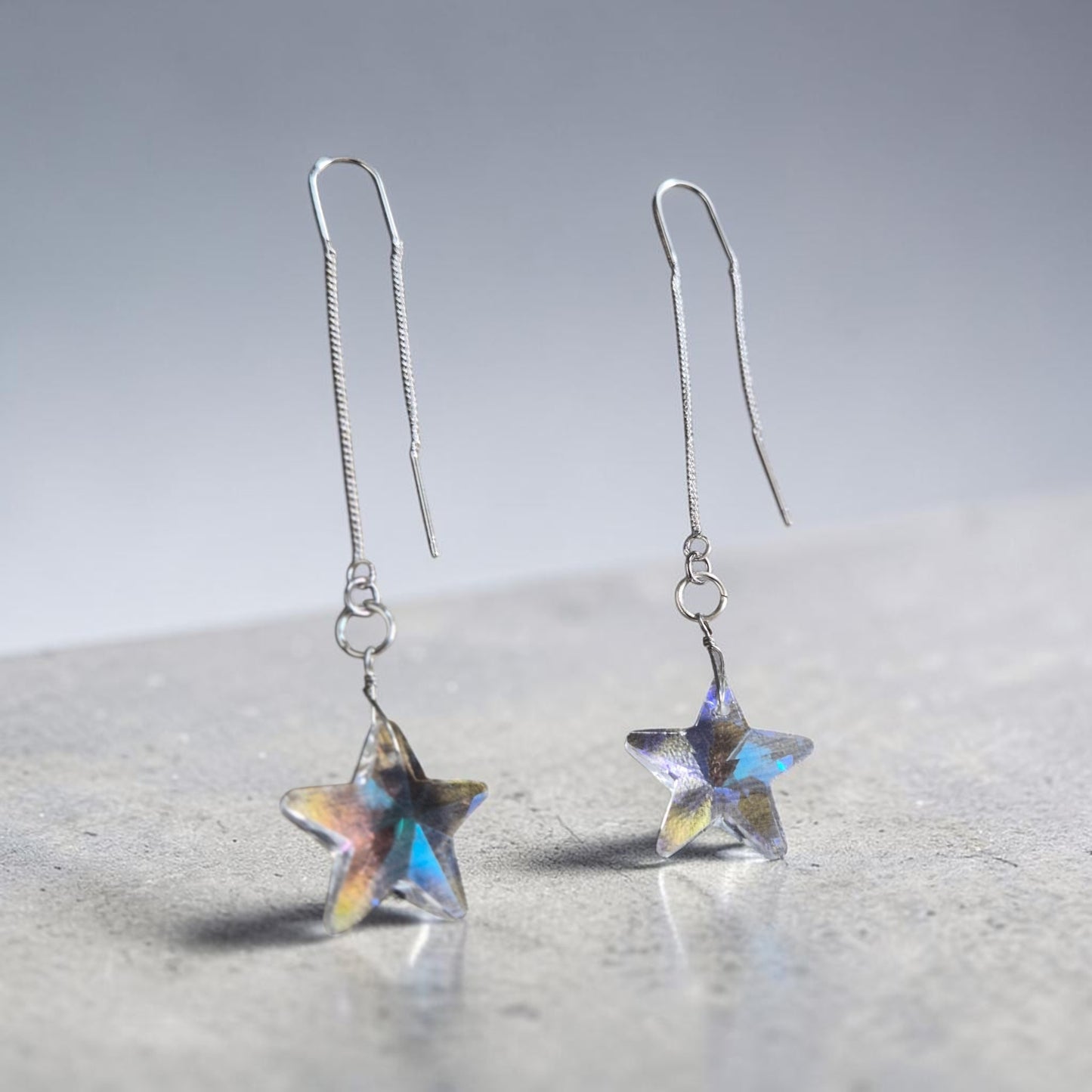 Sun Catcher Stars on Threader Earrings