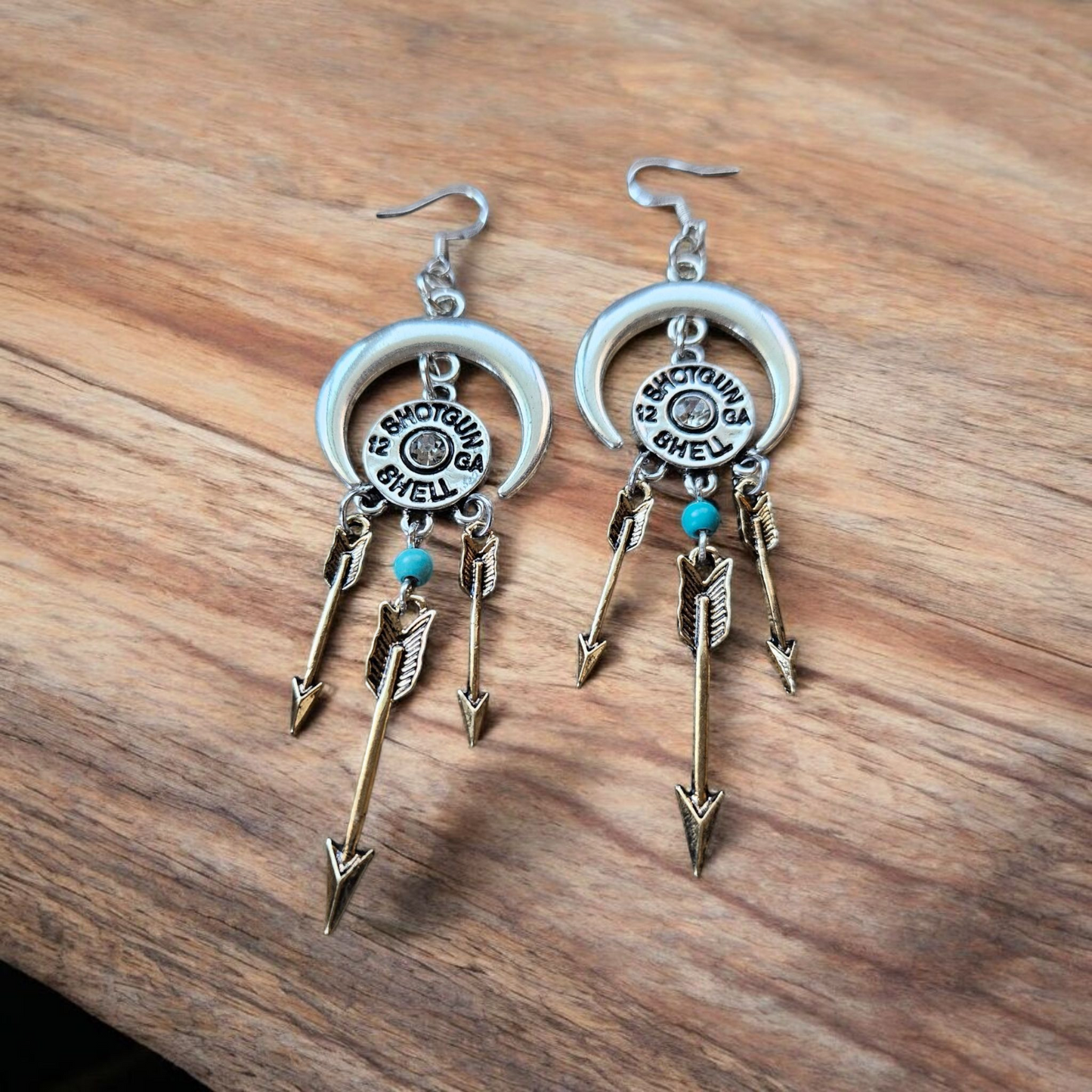Shotgun Shell Silver Charm Dangle Earrings