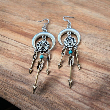 Shotgun Shell Silver Charm Dangle Earrings