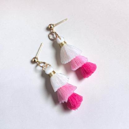 Colorful Tassles on Gold Stud Earrings