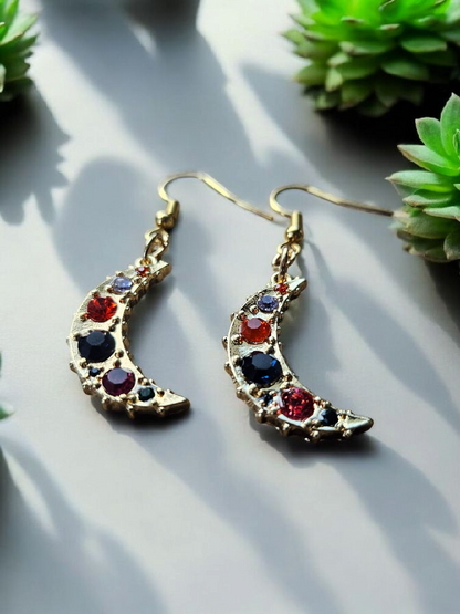 Glimmer Moons on Gold Earrings and Necklace Set