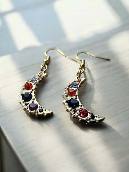 Glimmer Moons on Gold Earrings and Necklace Set