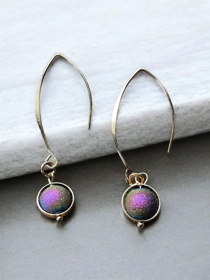 Iridescent Shimmer Space Age Dangle Earrings