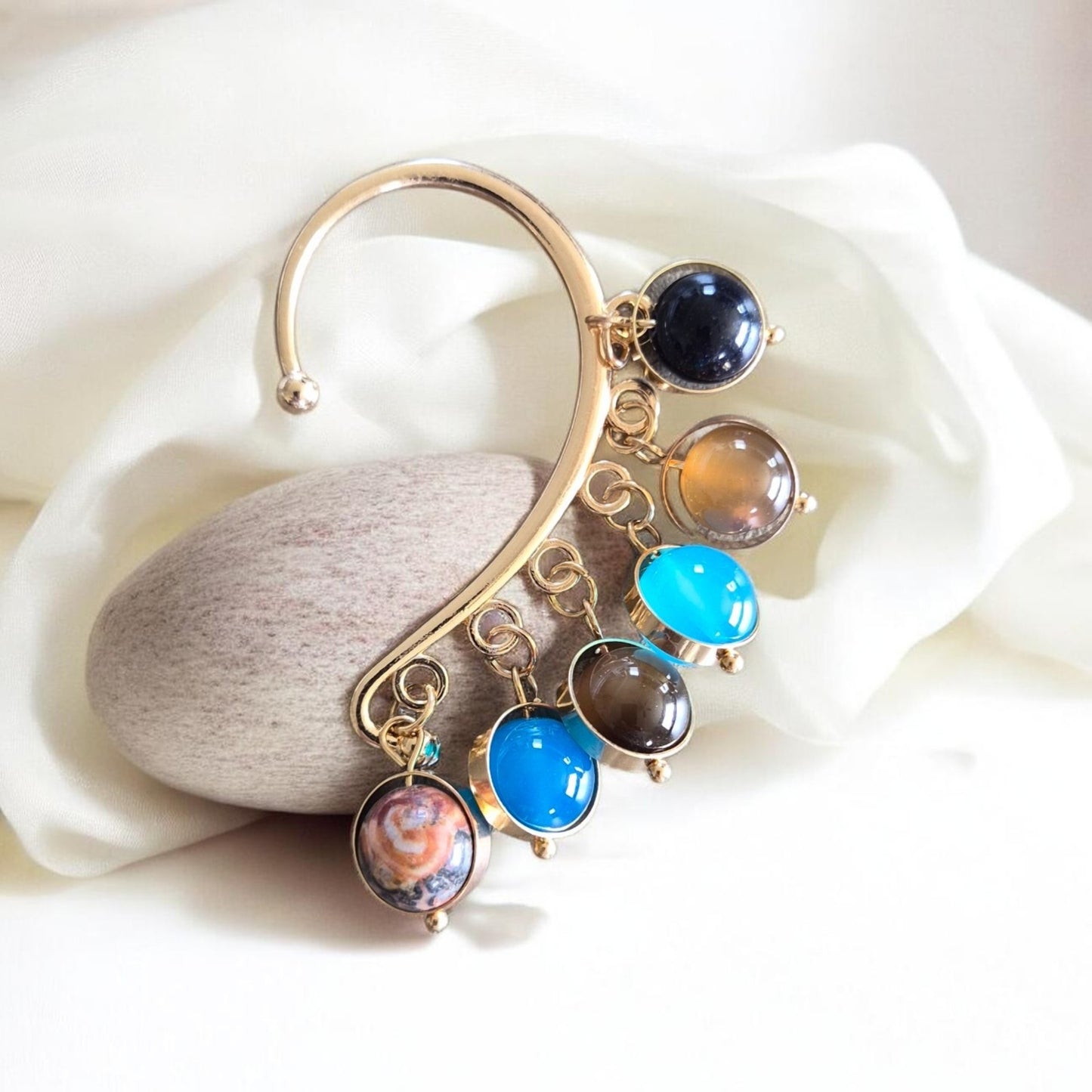Planetary Globe Golden Ear Cuff