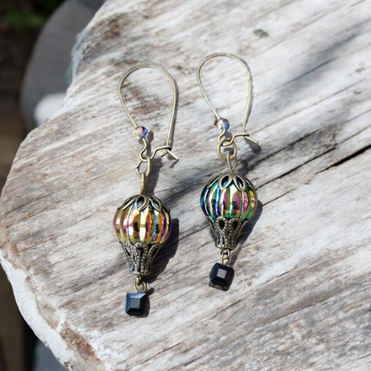 Rainbow Chrome Parachute Dangle Earrings
