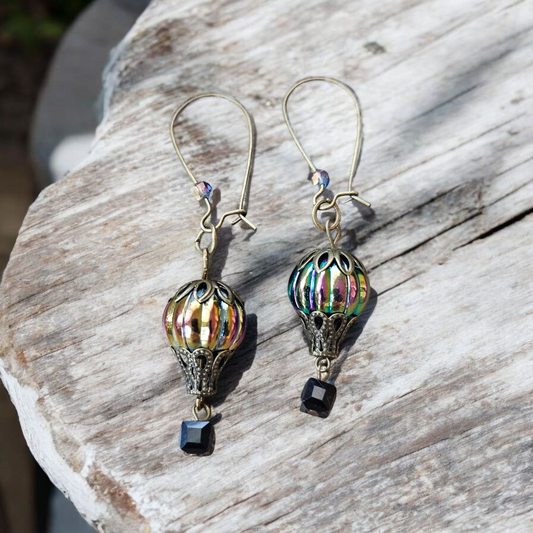 Rainbow Chrome Parachute Dangle Earrings