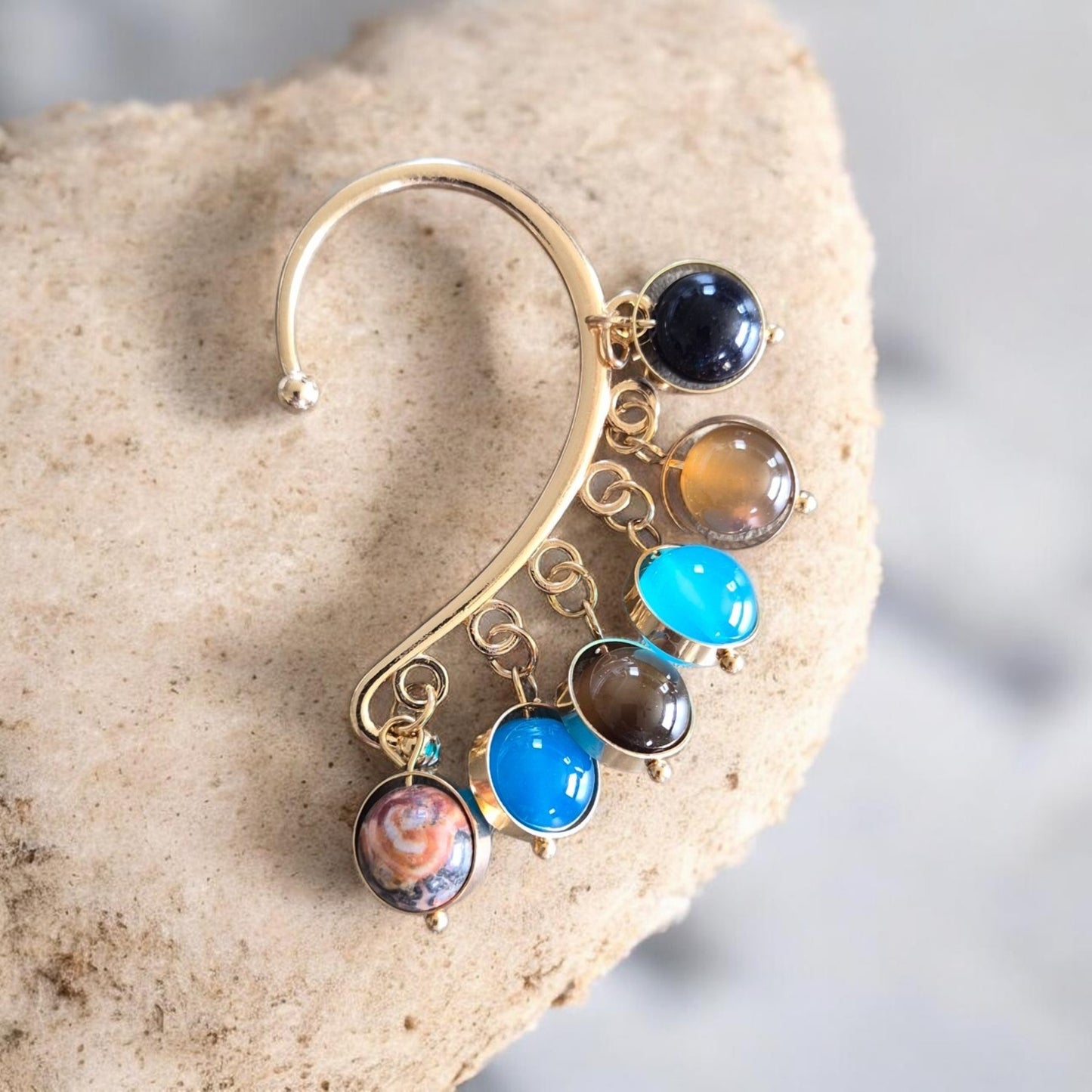 Planetary Globe Golden Ear Cuff