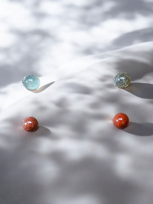 Genuine gemstones Stud Titanium Earrings