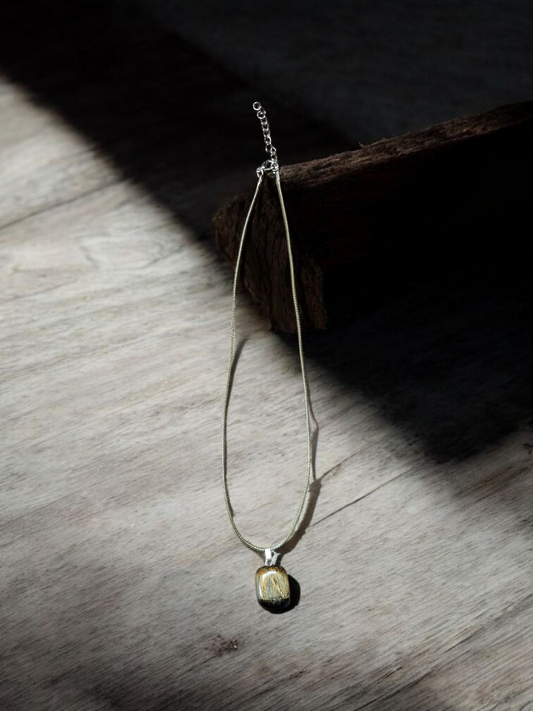 Tigers Eye on Olive Leather Cord Necklace