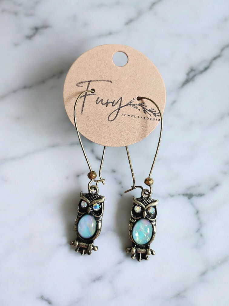 Holographic Owl Dangle Earrings