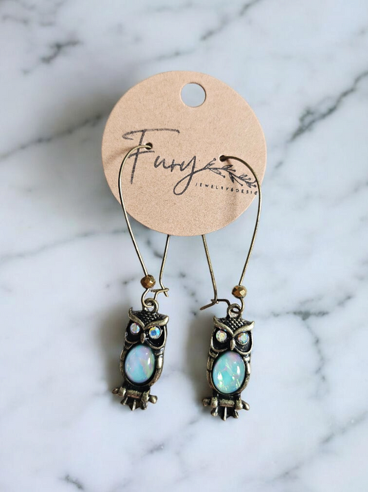 Holographic Owl Dangle Earrings
